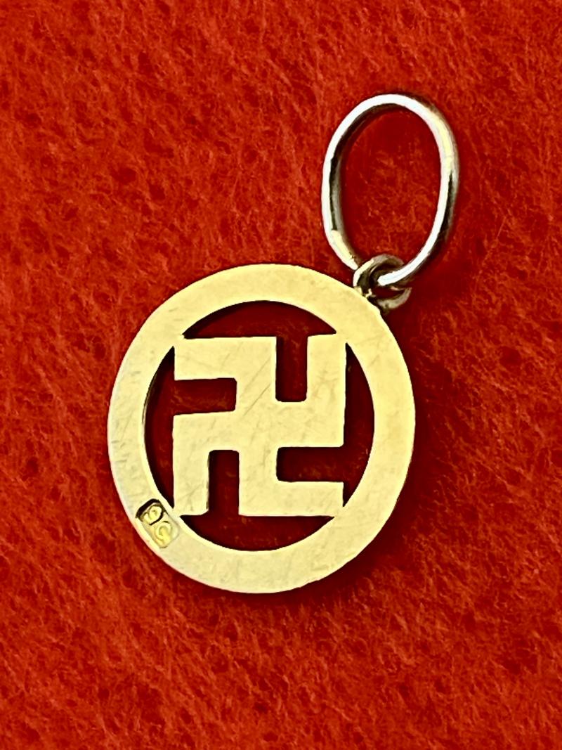 Nazi Party 9ct Gold Swastika Charm or Small Pendant