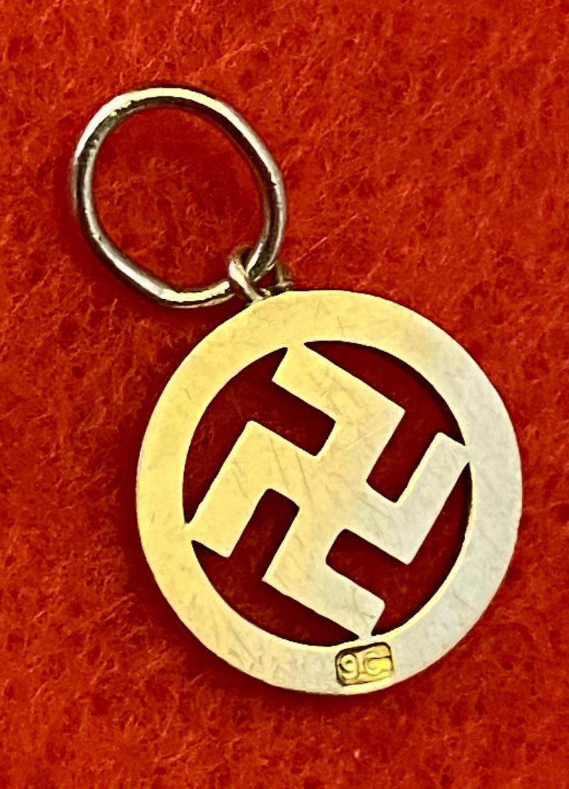 Nazi Party 9ct Gold Swastika Charm or Small Pendant