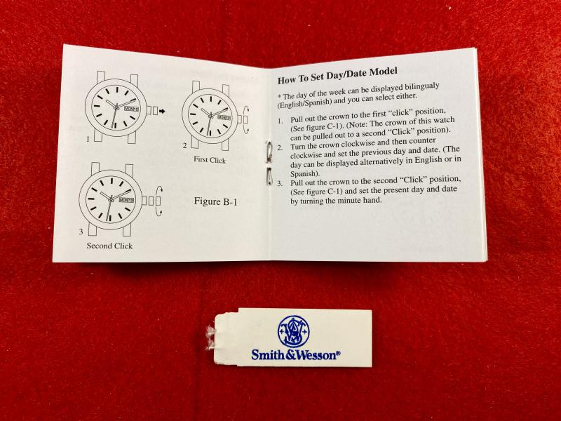 Vintage Cased Smith & Wesson Stainless Steel Quartz Wristwatch with Cream Dial and Original Case