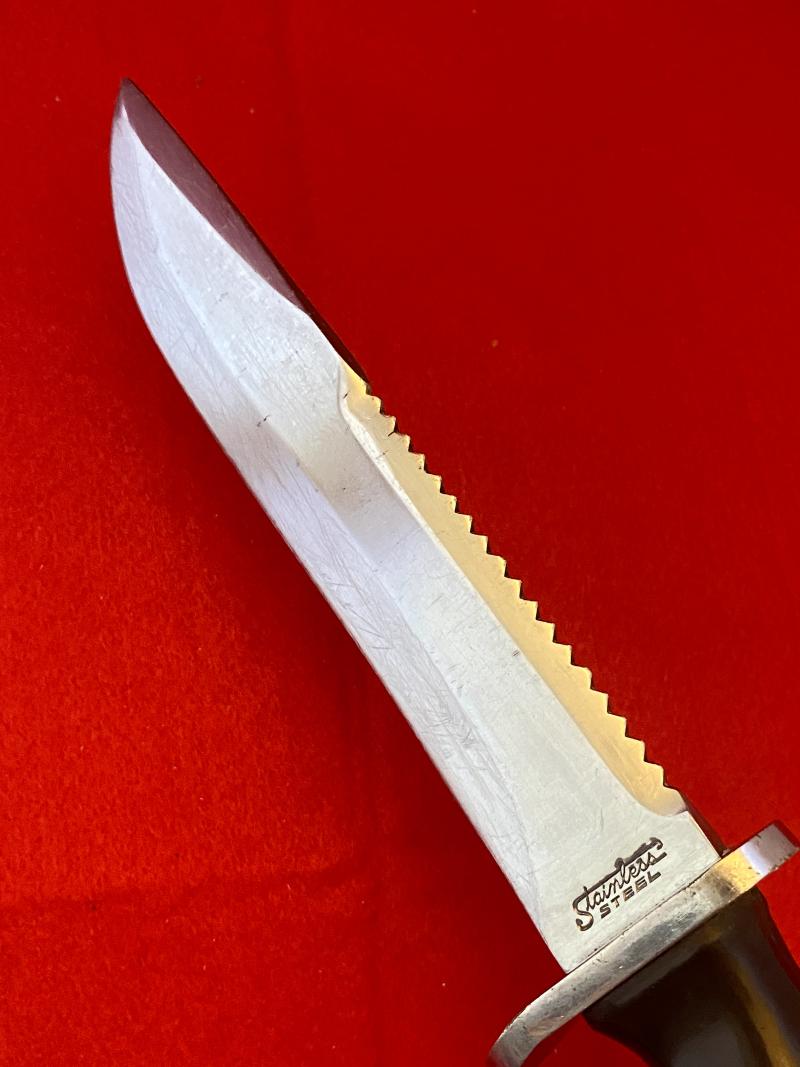Unusual Combination of a U.S. Divers “Sea Hawk” Divers Knife and Sheffield Sharpening Rod in a Custom made Leather Sheath