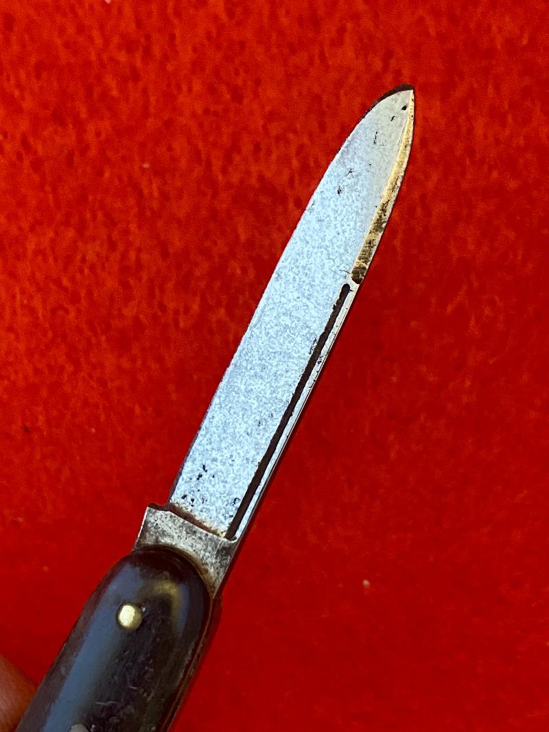 Fine Double-Bladed Penknife with Horn Grip Inset with Silver and Mother of Pearl